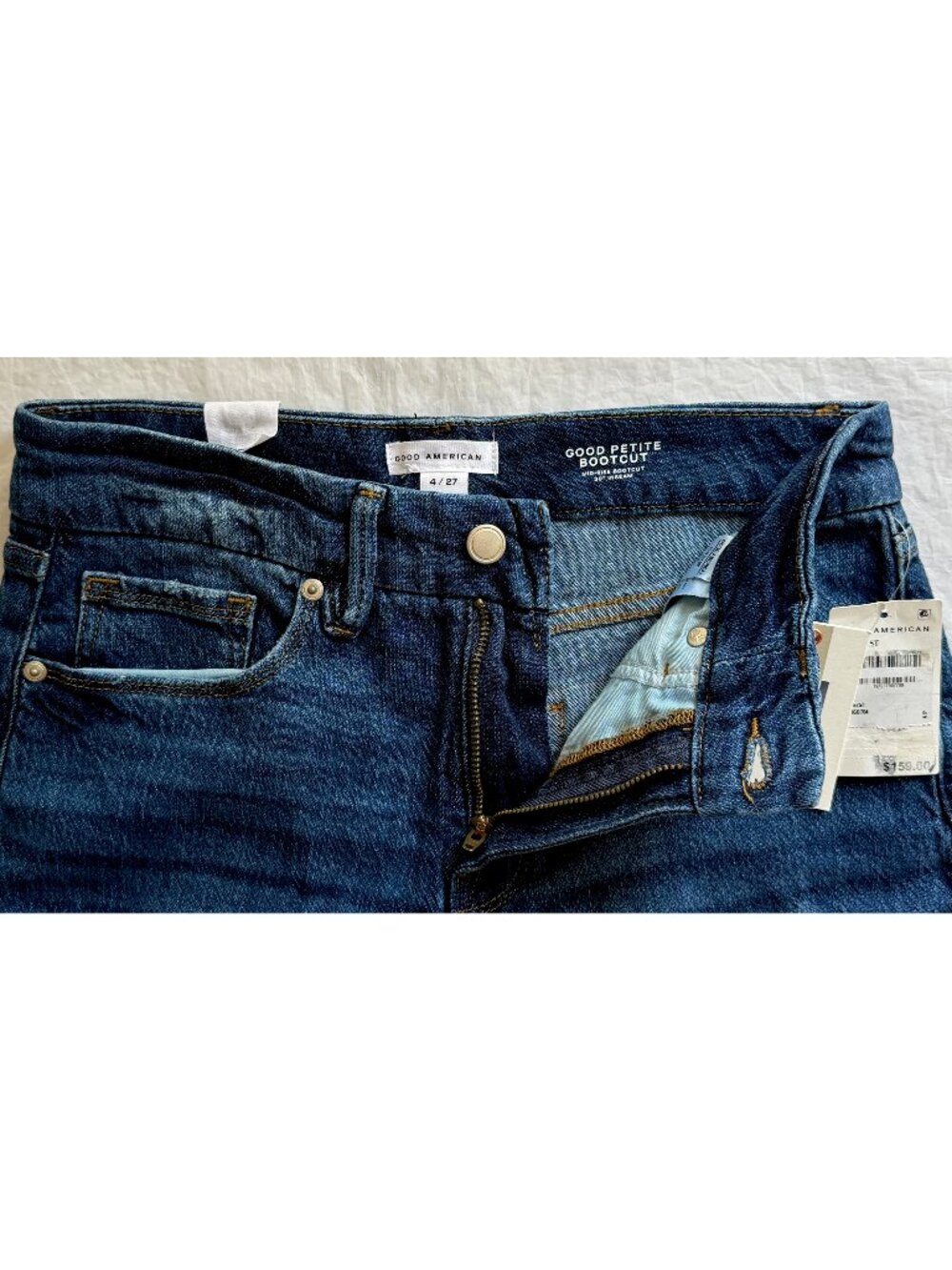 GOOD AMERICAN NWT GOOD PETITE INDIGO704 BOOTCUT JEAN. SIZE 4/27 - Picture 13 of 15